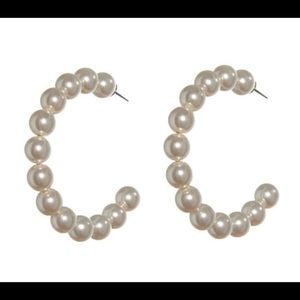 Lele Sadoughi STARDUST PEARL HOOP EARRINGS